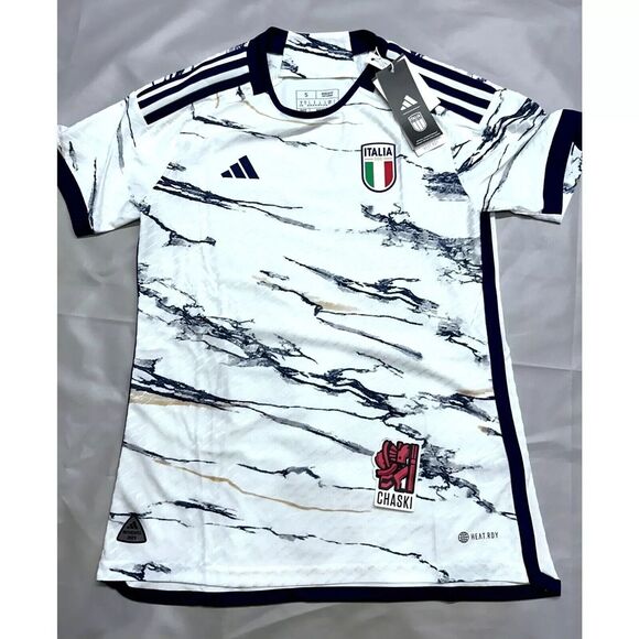 Adidas Italy 2023 Away Authentic Jersey Women SMALL S White Soccer Futbol NEW - Picture 1 of 16